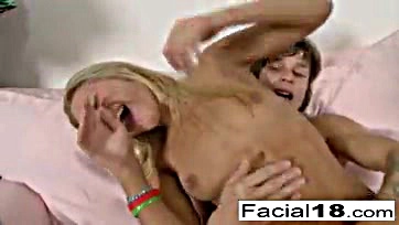 Teen girl receives anal sex and facial