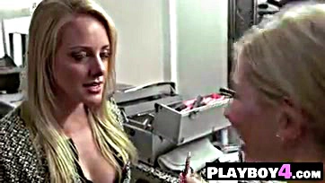 Blonde milf plays with dildos and lesbian friends