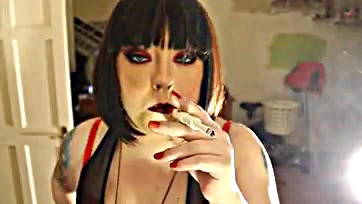 Fat domme smokes filterless, no-holds-barred cigarette