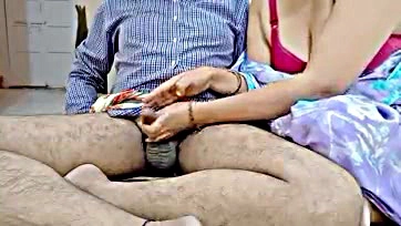 Indian wife enjoys intimate handjob with husband