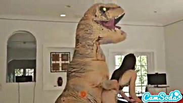 Teen Latina gets ravaged by T-Rex on hoverboard