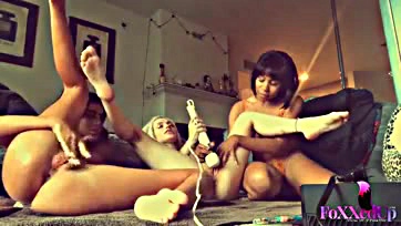 Lesbians engage in explicit dildo sex and pleasure