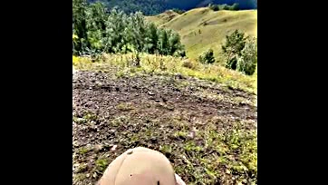 Horny hiker publicly masturbates while hiking with fat girl