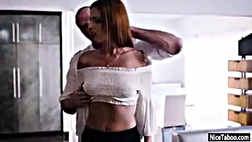 Teen redhead Scarlett Mae sucks giant cock