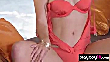 Australian model flaunts her stunning blonde pubic area