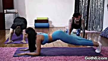 Ariana Marie engages in explicit 3-way yoga session