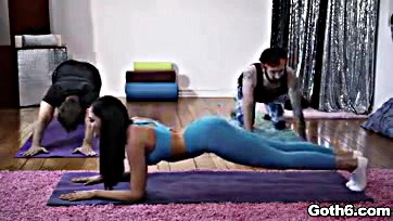 Ariana Marie engages in explicit 3-way yoga session