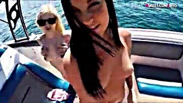 Teen girls share cock at wild boat party