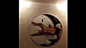 Man having sex with himself at a nearby motel