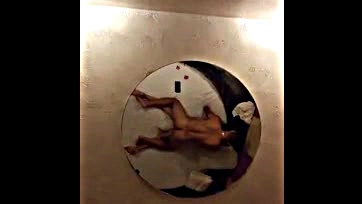 Man having sex with himself at a nearby motel