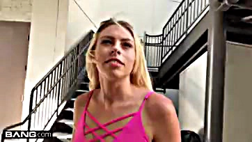 Zoe flashes her pubic area in a public setting