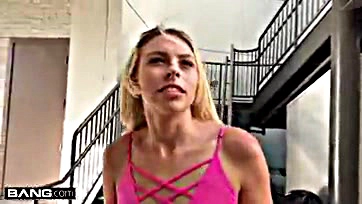 Zoe flashes her pubic area in a public setting