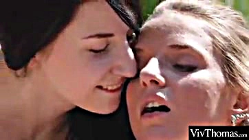 Lesbian enjoys intimate encounter with partner's genital areas