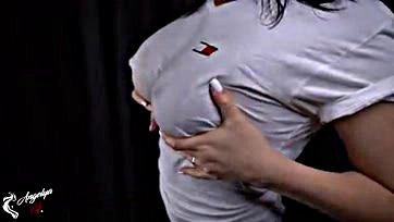 Sexy girl offers wet t-shirt and oral pleasure