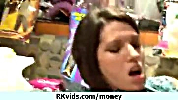 Teen girl publicly masturbates for rent money