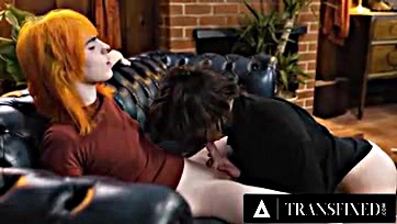 Lesbian therapist gets trans cock from Jean Hollywood