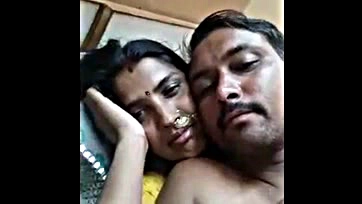 Sexy Indian wife gives hubby a passionate rear hug