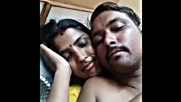 Sexy Indian wife gives hubby a passionate rear hug