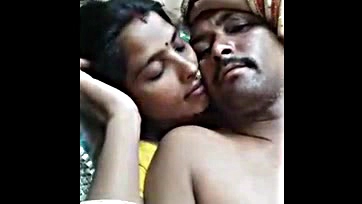 Sexy Indian wife gives hubby a passionate rear hug