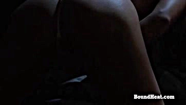 Blonde slave's thonged masturbation sparks instant disappearance