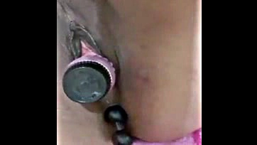 Anal play with vibrator and Chinese balls, intense pleasure