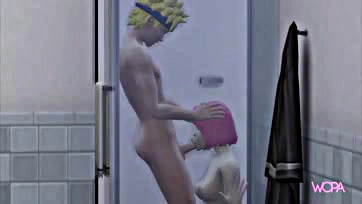 Naruto spies Sakura's nakedness, gets lucky in the shower