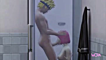 Naruto spies Sakura's nakedness, gets lucky in the shower