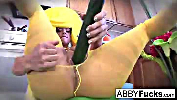 Fucking hell, a chick's dressing up with a ginormous zucchini