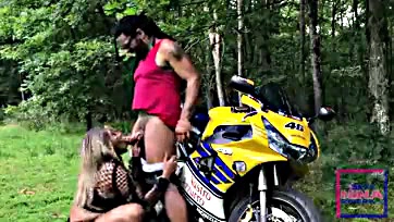 Nina gets brutally screwed on a bike