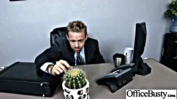 Busty office girl gets hardcore sex action