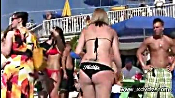 Boys film girls in bikinis, get horny and have fun