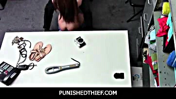 Officer bangs Jojo's tight, sweet pussy over a table