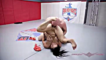 Fetish wrestling match between Song and Thor, explicit