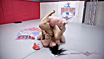 Fetish wrestling match between Song and Thor, explicit