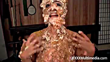 Fifi and Whitney engage in a nude pie fight