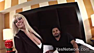 Blonde BBW gets pounded by a big black cock