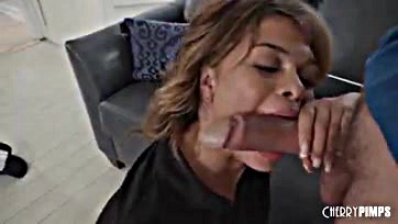 Young Latina prefers deepthroat and big cock