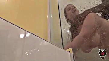 Amerie's massive booty gets ravaged in the shower