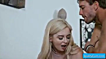 Sexy wife shares hubby's cock with teen blonde friend