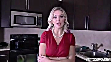 MILF Kenzie Taylor gives stepson a blowjob