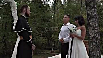 Woman gets double penetration at her own wedding