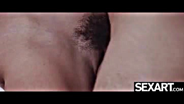 Woman's breasts get splattered with scorching semen