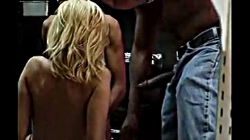 Blonde woman has sex with multiple black men