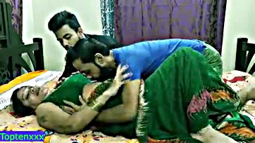 Indian MILF has explicit sex with two men