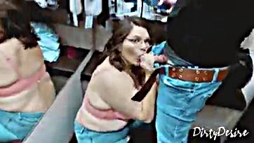 Public oral sex and swallowing cum in a mall