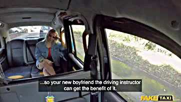 Louise Lee gets fake taxi anal training from a cock