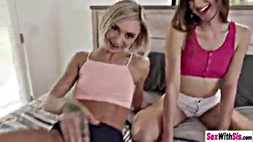 Teen sisters get screwed by horny stepbro