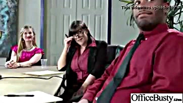 Sexy woman gets banged in office, big boobs involved