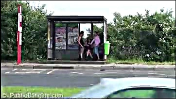 Girl gets rough sex at public bus stop