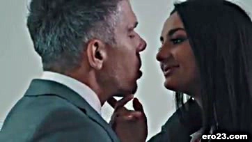 Sexy secretary Eliza Ibarra gets boss Mick's massive cock